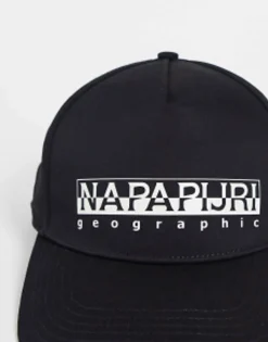 Caps & Hats*Napapijri Box Logo Cotton Cap In Black