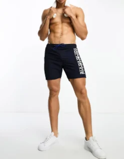 Swimwear*Napapijri Box Logo Woven Swim Shorts In Navy
