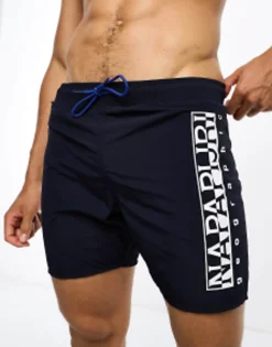 Swimwear*Napapijri Box Logo Woven Swim Shorts In Navy