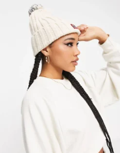 Beanies*Napapijri Semiury Bobble Beanie In Cream Off-White