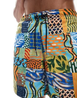 Swimwear*Napapijri Vail Woven Printed Swim Shorts In Patchwork Print Multi