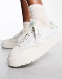 Sportswear*New Balance Ct302 Trainers In White & Green Grey