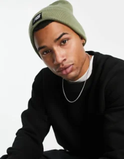 Beanies*New Balance Logo Patch Beanie In Olive Green