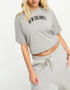 Sportswear*New Balance Relentless Oversized Tee In Grey Marl Light Grey