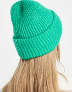 Hats*New Look Chunky Turn Up Beanie In Bright Green Mid Green