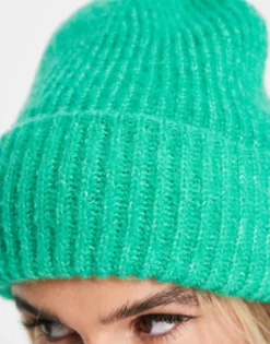 Hats*New Look Chunky Turn Up Beanie In Bright Green Mid Green