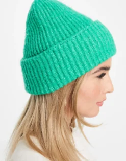 Hats*New Look Chunky Turn Up Beanie In Bright Green Mid Green