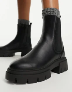 Chelsea Boots*New Look Flat Chunky High Ankle Chelsea Boot In Black