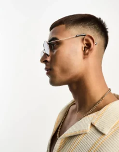 Sunglasses*New Look Metal Hexagonal Sunglasses In Gold