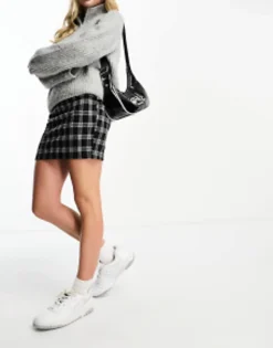 Skirts*New Look Mini Bodycon Skirt In Check Black
