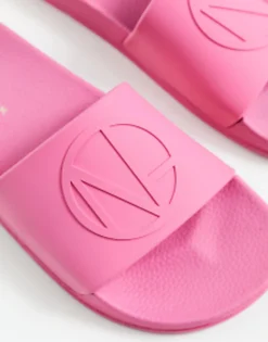 Flat Sandals*New Look Monogram Sliders In Pink Light Pink