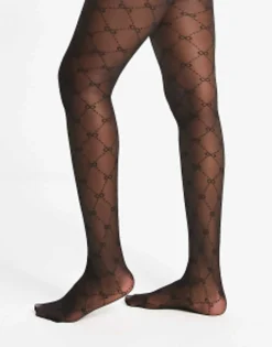 Socks & Tights*New Look Opaque Tights With Bow Pattern Black