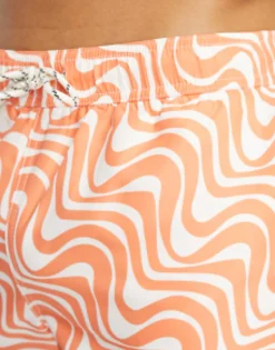 Swimwear*New Look Wave Print Swim Shorts In Orange Bright Orange