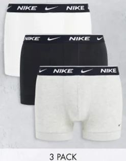 Underwear*Nike 3 Pack Cotton Stretch Trunks In Black/Grey/White Multi