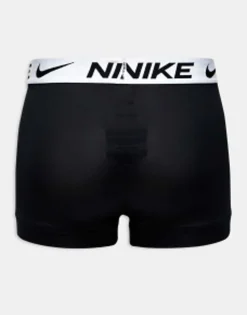 Gifts*Nike Dri-Fit Essential Microfiber Trunks 3 Pack In With White Waistband Black