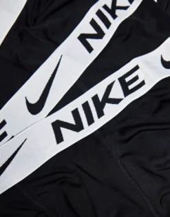 Gifts*Nike Dri-Fit Essential Microfiber Trunks 3 Pack In With White Waistband Black
