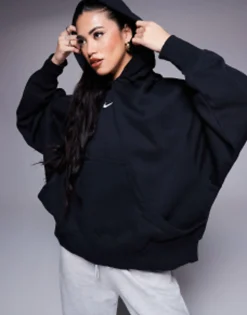 Sportswear*Nike Mini Swoosh Extra Oversized Pullover Hoodie In And Sail Black