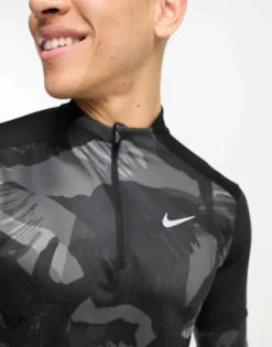 Sportswear*Nike Running Element Camo Half Zip Sweat In Black