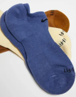Socks & Tights*Nike Training Everyday Plus 3-Pack No Show Socks In Blue, Vanilla And Brown Multi