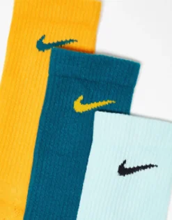 Socks*Nike Training Everyday Plus 3 Pack Socks In Teal, Jade And Orange Multi