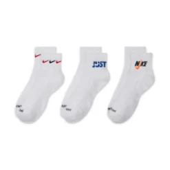 Socks & Tights*Nike Training Unisex Cushioned 3 Pack Logo Ankel Socks In White