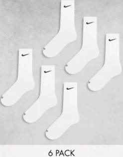 Sportswear*Nike Training Unisex Cushioned 6 Pack Crew Sock In White