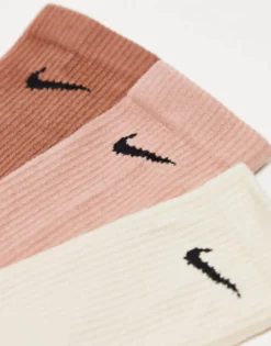 Sportswear*Nike Training Unisex Cush Crewsock 3 Pack Socks In Natural Brown