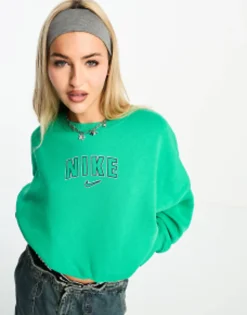 Sportswear*Nike Varsity Oversized Crop Sweatshirt In Stadium Green