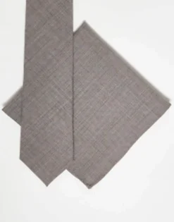 Ties*Noak Slim Tie And Pocket Square In Houndstooth Brown