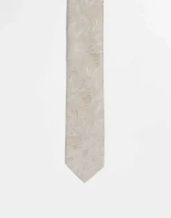 Ties*Noak Slim Tie In Swirl Jacquard Gold