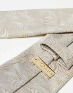 Ties*Noak Slim Tie In Swirl Jacquard Gold