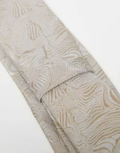 Ties*Noak Slim Tie In Swirl Jacquard Gold