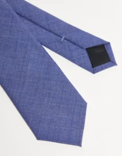 Ties*Noak Wool Rich Slim Tie In Blue Mid Blue