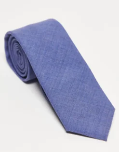 Ties*Noak Wool Rich Slim Tie In Blue Mid Blue