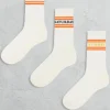 Socks*ONLY & SONS 3 Pack Tennis Socks With Weekend Print Antique White
