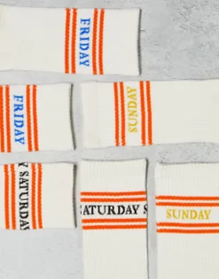 Socks*ONLY & SONS 3 Pack Tennis Socks With Weekend Print Antique White