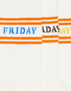Socks*ONLY & SONS 3 Pack Tennis Socks With Weekend Print Antique White