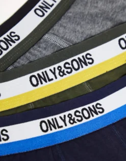 Underwear*ONLY & SONS 3 Pack Trunks With Contrast Waistband In Multi Night Sky