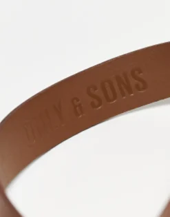 Belts*Only & Sons Leather Belt In Tan Cognac