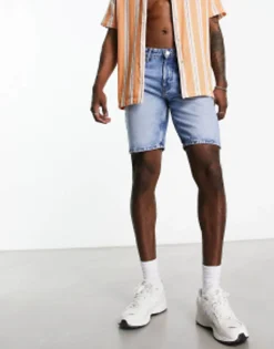 Shorts*Only & Sons Loose Fit Denim Shorts In Light Wash Light Blue Denim