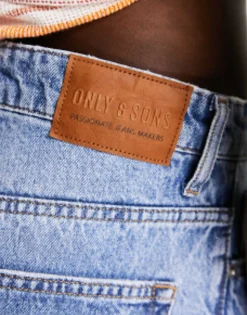 Shorts*Only & Sons Loose Fit Denim Shorts In Light Wash Light Blue Denim