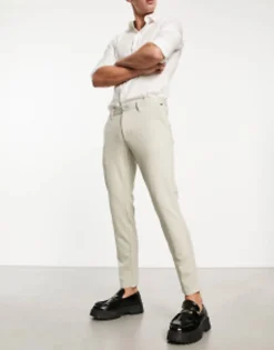 Suits & Tailoring*ONLY & SONS Slim Fit Tapered Smart Trousers In Beige Moonstruck