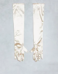 Gloves*Pieces Long Satin Gloves In Gold