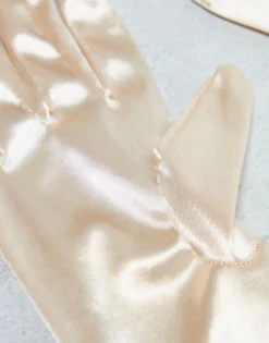 Gloves*Pieces Long Satin Gloves In Gold
