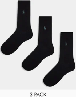 Socks*Polo Ralph Lauren 3 Pack Egyptian Cotton Socks In Black