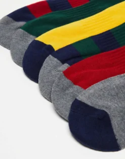 Socks*Polo Ralph Lauren 6 Pack Sport Socks With Pony Logo In Grey Red With Logo Navy