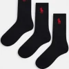 Socks*Polo Ralph Lauren 3 Pack Sport Socks With Pony Logo In Black