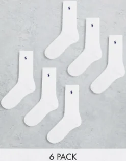 Socks*Polo Ralph Lauren 6 Pack Sport Socks In With Pony Logo White