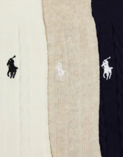 Socks & Tights*Polo Ralph Lauren 3 Pack Socks With Logo In White Cream Navy
