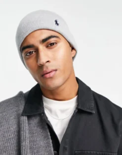 Beanies*Polo Ralph Lauren Cotton Beanie In With Logo Grey